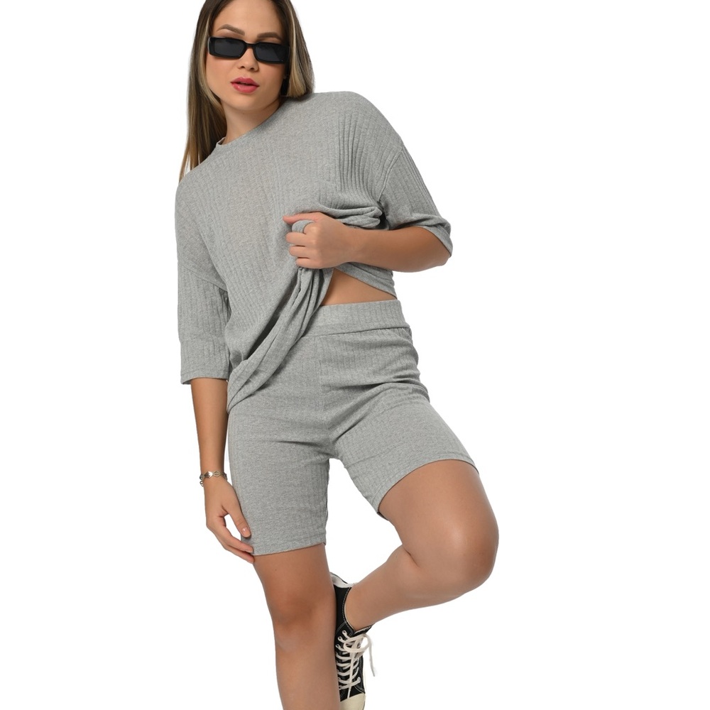 Light Gray 2 piece Pajamas, outfit, knit